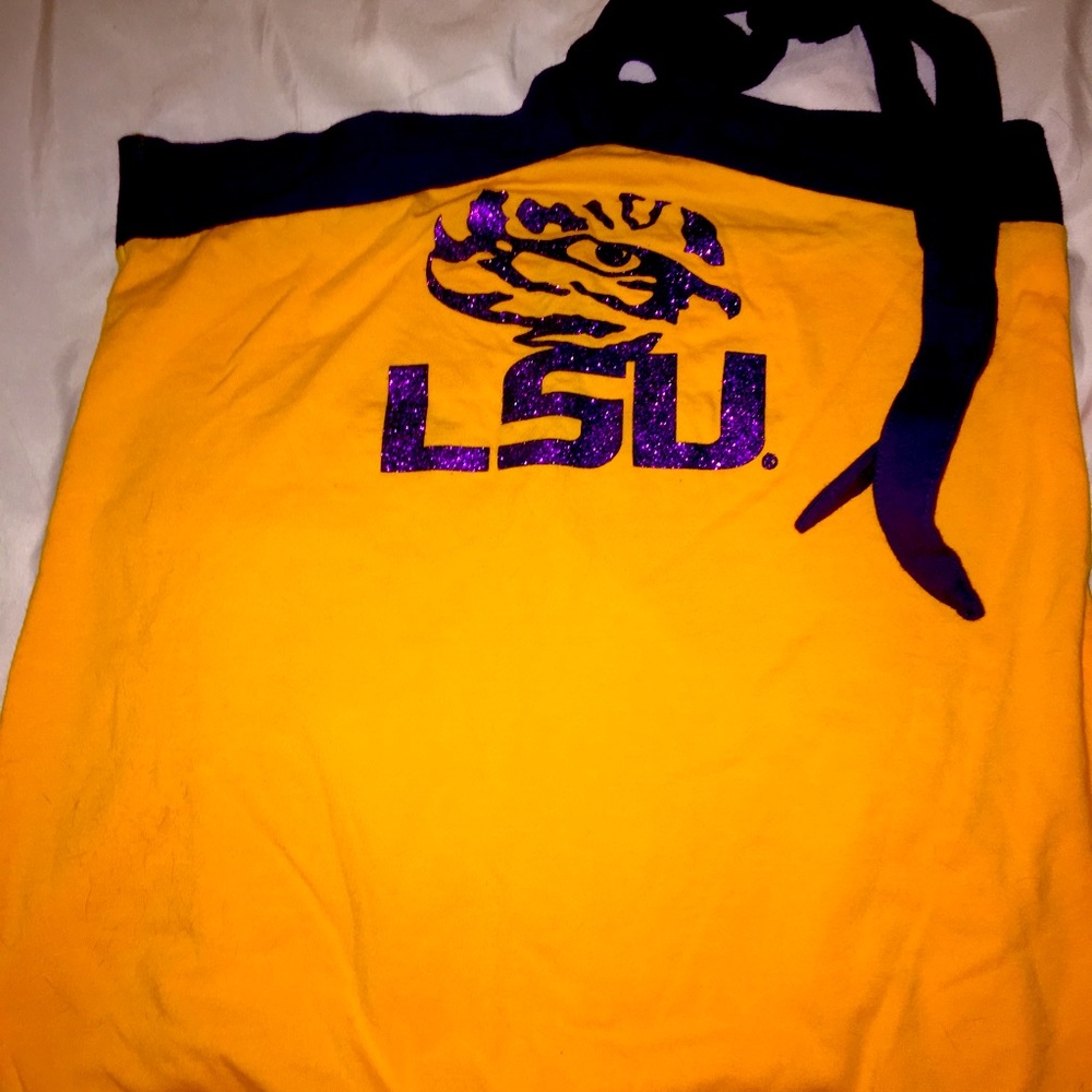 LSU halter top with neck tie.